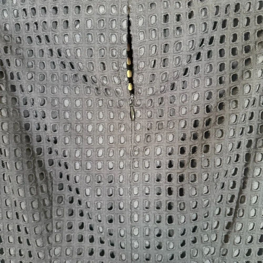 J Crew Laser Cut Net Grid Cap Sleeve Black Mini Dress Size 6